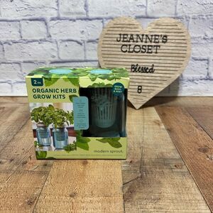 Modern Sprout Organic Herb Glass Jar Grow Kits, 2 Pack, Basil & Mint